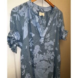 $246 9seed Resort Antibes lightweight gauze caftan in the Cielo color Small